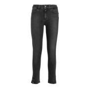 Hoge Taille Skinny Jeans met Enkel Detail Liu Jo , Gray , Dames