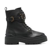 Zwarte platte schoenen met enkelband Pinko , Black , Dames