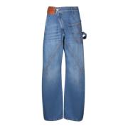 Blauwe Katoenen Asymmetrische Losse Fit Jeans JW Anderson , Blue , Dam...