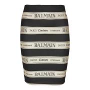 Korte jacquardrok met lintmotief Balmain , Black , Dames