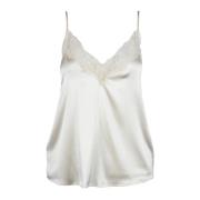 Zijden Mouwloze Top Pinko , White , Dames