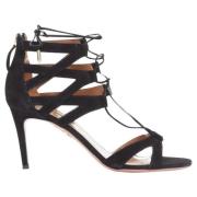 Pre-owned Suede sandals Aquazzura Pre-owned , Black , Dames