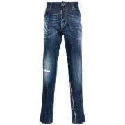 Blauwe Distressed Denim Jeans Dsquared2 , Blue , Heren