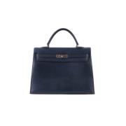 Pre-owned Leather handbags Hermès Vintage , Blue , Dames