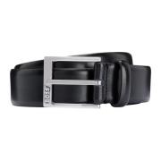 Elegante Leren Riem met Zilveren Gesp Hugo Boss , Black , Heren