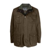 Groene Geborduurde Logo Waxjas Barbour , Green , Heren