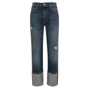 Denim Broek met Rits en Knoop Roy Roger's , Blue , Dames