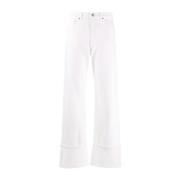 Beige Straight Jeans Katoen Elastaan P.a.r.o.s.h. , Beige , Dames