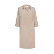 Beige Velours Polo Kraag Jurk Marie Méro , Beige , Dames