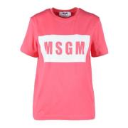 Katoenen T-shirt met uniek ontwerp Msgm , Pink , Dames