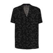 Logo Print Button-Up Shirt Balmain , Black , Heren