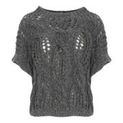 Grijze Alpaca Blend Sequin Sweater Antonelli Firenze , Gray , Dames