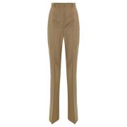 Flanellen Gestreepte Broek Zand Max Mara Studio , Beige , Dames