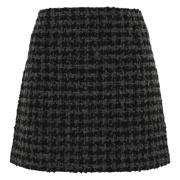 Tweed Mini Rok Zwart Wol MC2 Saint Barth , Black , Dames