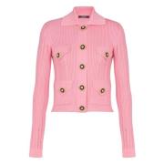 Roze Geribbelde Gebreide Vest Balmain , Pink , Dames