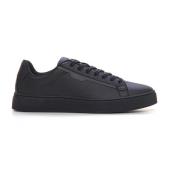 Leren sneakers met veters, contrastdetail Boss , Black , Heren