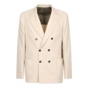 Elegante Beige Dubbelrij Blazer Brunello Cucinelli , Beige , Heren