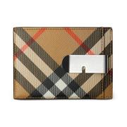 Check Creditcardhouder Geldclip Burberry , Multicolor , Heren