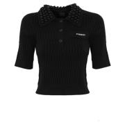 Geometrische Gebreide Polo Zwart Pinko , Black , Dames