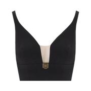 Zwart Logo Crop Top Elisabetta Franchi , Black , Dames