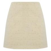 Wollen Tweed Mini Rok Lurex Details MC2 Saint Barth , Beige , Dames