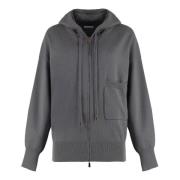 Cashmere Zip Hoodie met Voorzak Malo , Gray , Dames