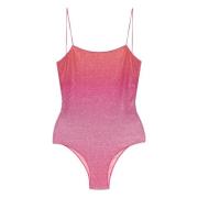 Zonsondergang Gedrukt Lurex Maillot Oseree , Pink , Dames