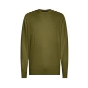 Groene Sweaters met Vlag Logo Tommy Hilfiger , Green , Heren