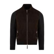 Francis Knit Leren Jas Bruin The Jack Leathers , Brown , Heren