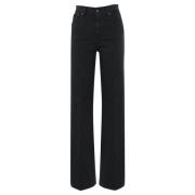 Zwarte Wijde Pijp Broek Dondup , Black , Dames