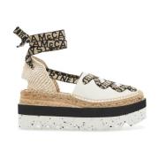 Gaia Wedge Espadrilles met Logoed Linten Stella McCartney , Beige , Da...