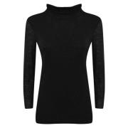 Zwarte wollen T-shirt met lange mouwen Liviana Conti , Black , Dames