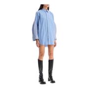 Gestreepte popeline blouse met contrasterende inzetstukken Sacai , Blu...