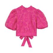 Jacquard Top met Open Rug en Strik My Jewellery , Pink , Dames