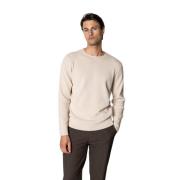 Katoen Gebreide Crewneck Trui Clean Cut , Beige , Heren