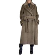 Lange Faux Fur Jas in Beige Max Mara , Brown , Dames