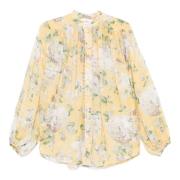 Gele Batwing Blouson Mouw Shirt Zimmermann , Yellow , Dames