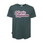 Groene Ronde Hals Katoenen T-shirt Montenapoleone Family First , Green...