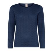 Vrouwelijke O-Neck Pullover Jeans Blauw Skovhuus , Blue , Dames