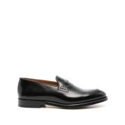 Zwarte leren Penny Loafer schoen Doucal's , Black , Heren