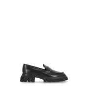 Zwarte Leren Loafers met Verhoogde Zool Hogan , Black , Dames