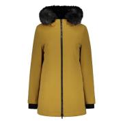 Parka met capuchon afgezet met nepbont Herno , Green , Dames