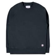 Raglan Mouw Crewneck Zwarte Hoodie Edwin , Blue , Heren