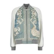 Varsity Bomberjack in Bedrukt Satijn Versace , Multicolor , Dames