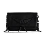 Zwarte leren Rock Nano Clutch Tas Zadig & Voltaire , Black , Dames