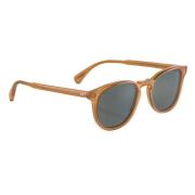 Ronde Transparante Zonnebril met Blauwe Lenzen Oliver Peoples , Brown ...