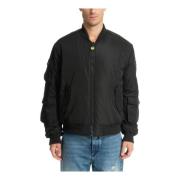 Logo Multipocket Plain Zip Bomber Jacket Barrow , Black , Heren