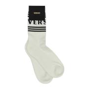 Stretch Katoenmix Witte Sokken Versace , White , Heren