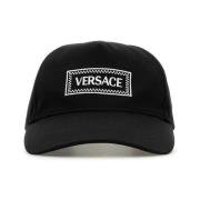 Stijlvolle Zwarte Katoenen Baseballpet Versace , Black , Heren