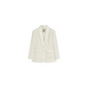 Roomkleurige Wollen Blazer Jas Semicouture , Beige , Dames